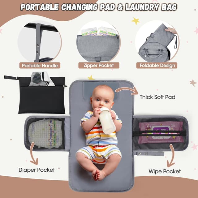 Thumbnail 3 de RAINSMORE Baby Changing Bag Backpack 1pc