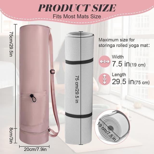Detalle 2 de Sac de rangement pour tapis de yoga Aucuu avec sangle réglable et compartiment humide