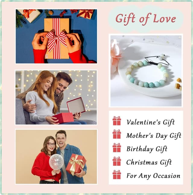 Thumbnail 6 de XIANNVXI 8-mm-Amazonit-Perlenarmband mit verstellbarer Schnur