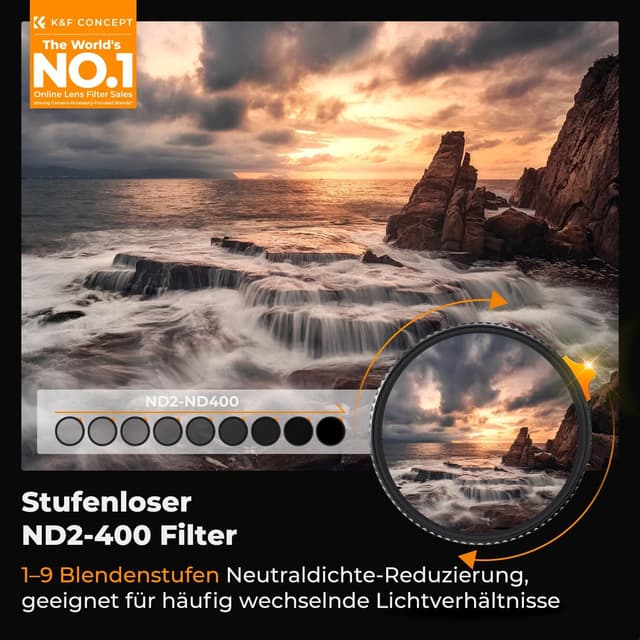 Detalle 2 de K&F CONCEPT Nano-X 77mm ND2-400 variabler ND Filter
