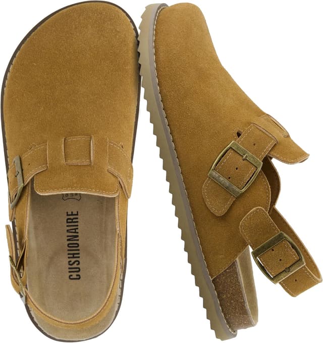 Detalle de CUSHIONAIRE Brooklyn Suede Women’s Slides with Adjustable Buckles