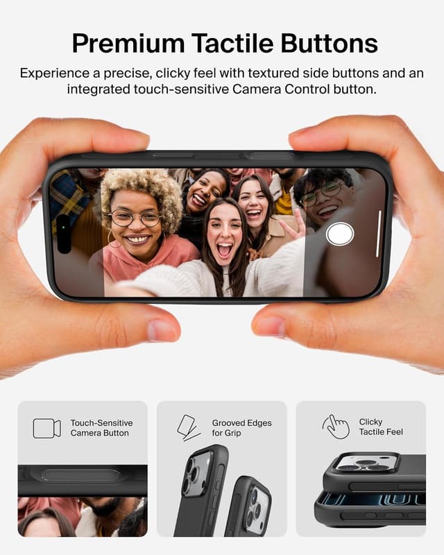 Detalle de Belkin SheerForce Protect MagSafe-Compatible iPhone 17 Pro Case (Slim, Transparent, Shockproof) – Black