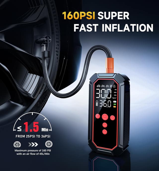 Detalle de Fshyos jump starter 150 PSI air pump