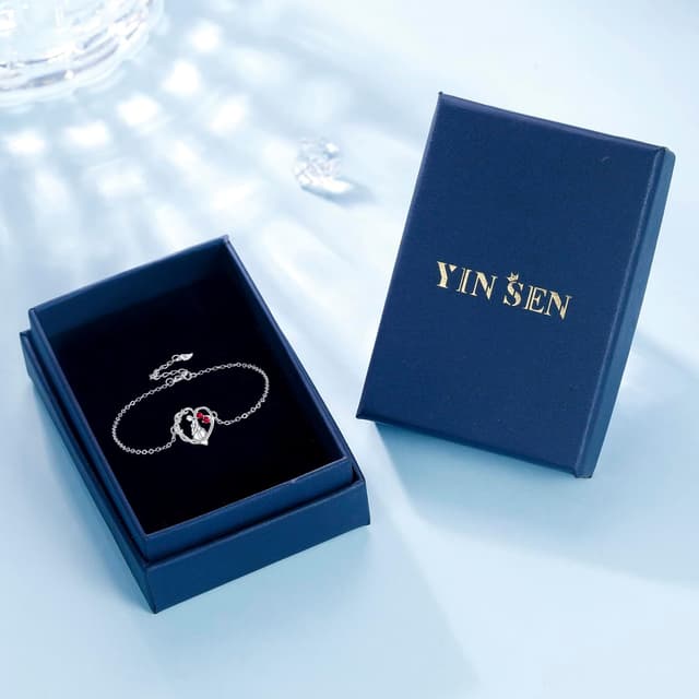 Thumbnail 6 de Bracelet femme Yinsen en argent sterling 925, réglable avec pendentif cœur
