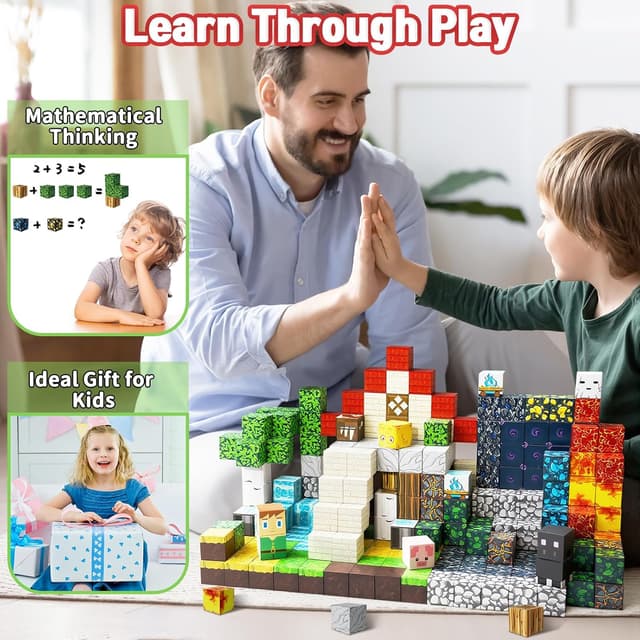 Thumbnail 6 de Intoypad 300PCS Magnetic Blocks for Kids (0.8in Magnet Cubes) — STEM Building Toys for Ages 3+