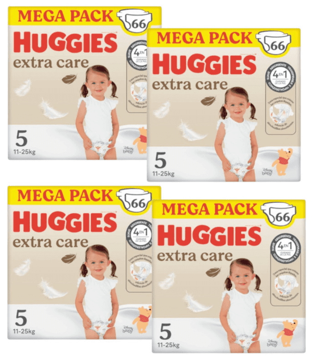 Imagen de Huggies Extra Care Pañales Disney Talla 5 4x66 Uds 🦄 en OfertitasTOP