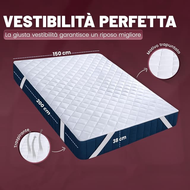 Thumbnail 2 de Utopia Bedding Protezione materasso 150x200 cm