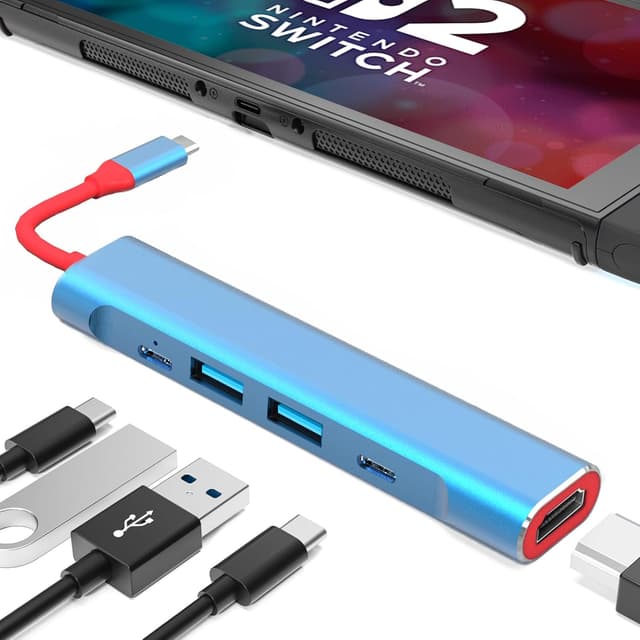 Detalle de RREAKA Switch2 TV Dock Station – tragbare Dock-Ersatzlösung für Nintendo Switch/Switch OLED/Switch2 mit HDMI (4K 60 Hz) und USB-C