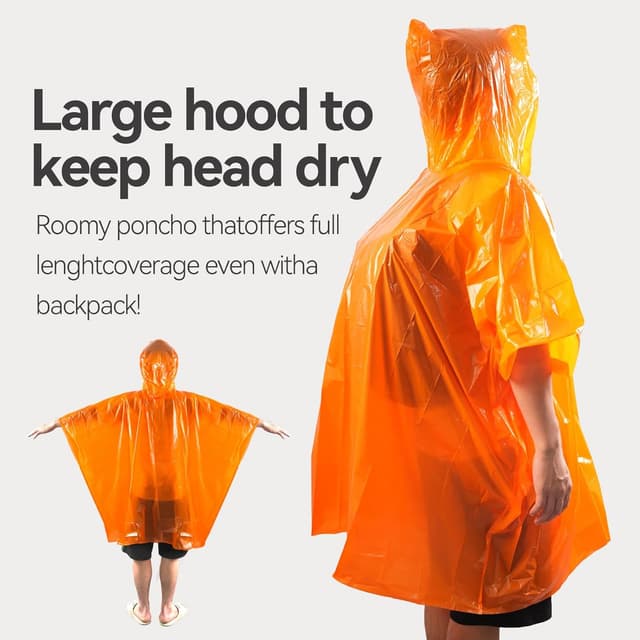 Thumbnail 6 de KAshack Einweg Regenponcho 100 cm Orange