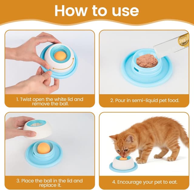 Detalle 2 de Pet Lick Bowl Lick Ball Slow Feeder (Blue) anti-slip lick toy for dogs and cats