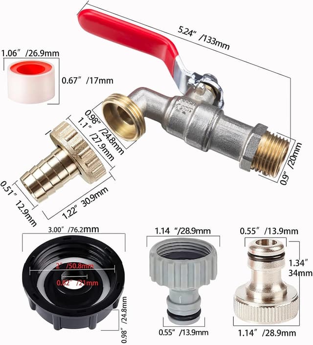 Detalle 2 de JRUKM IBC Tank Auslaufhahn 1/2 Zoll Zubehör