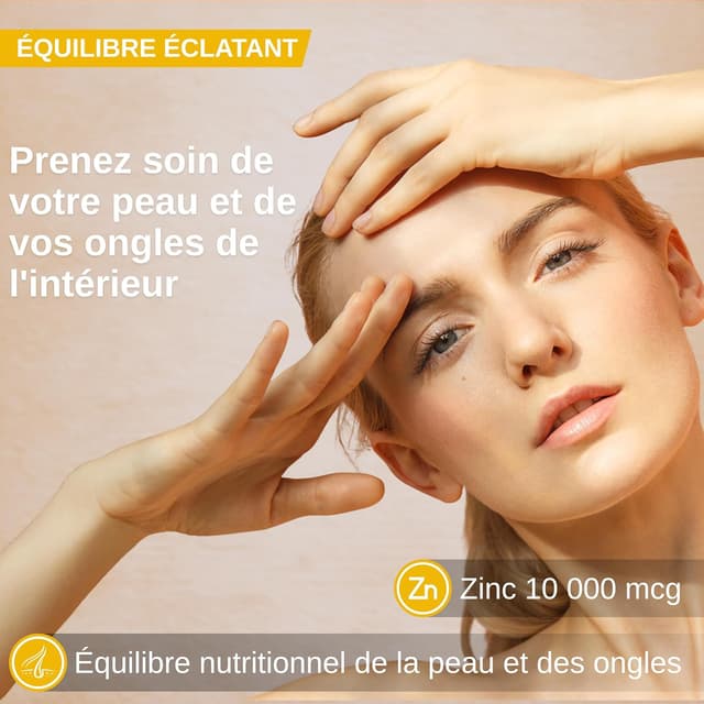 Detalle de Argousier avec Biotine Ultra 5 000 µg & Zinc – 180 capsules molles