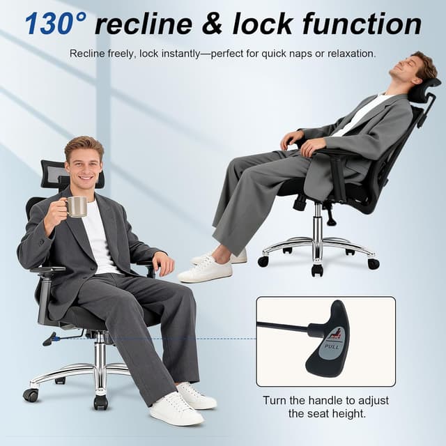 Detalle 2 de Durrafy Bürostuhl Ergonomisch, 150 kg