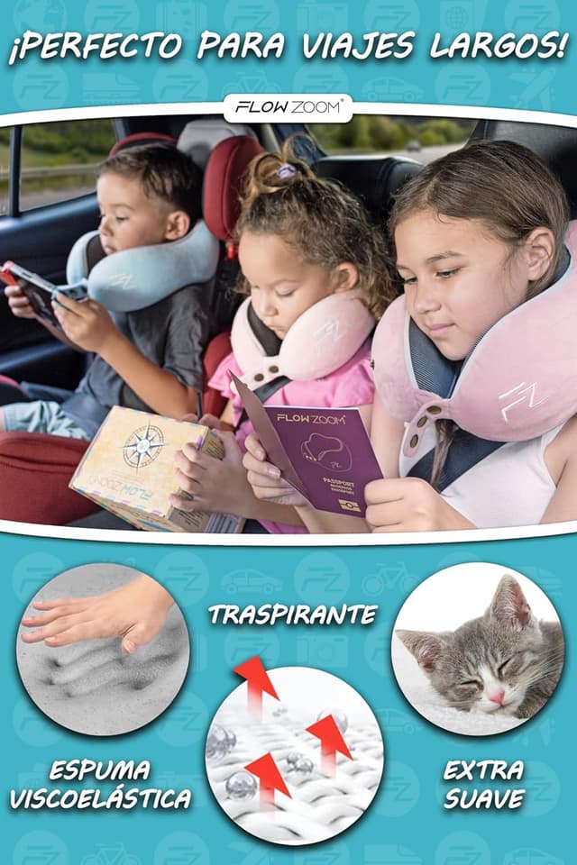 Thumbnail 4 de FlowZoom Comfy Kids Almohada de Viaje Rosa 💤