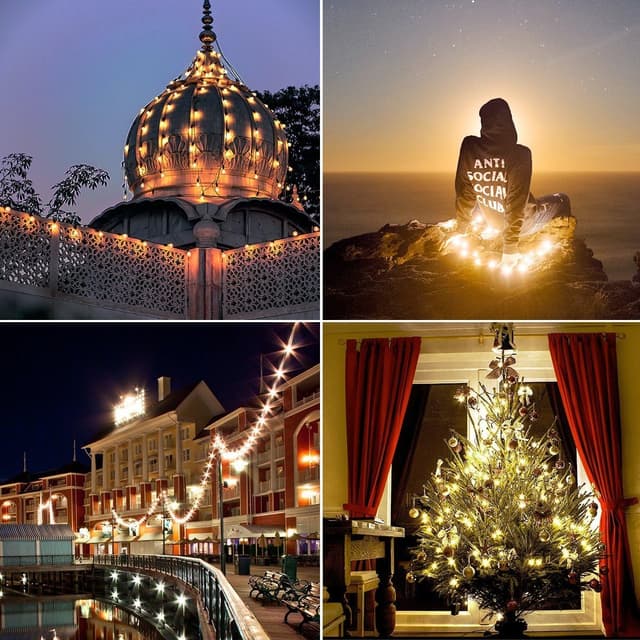 Thumbnail 6 de IIHome 90 LED 50 ft solar powered garden string lights (warm white) — IP65 waterproof crystal ball style