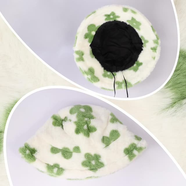 Detalle 2 de MILAKOO Pelzige Eimermütze aus Kunstfell – Winterwarme Fischermütze im Plüsch-Style