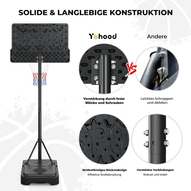Detalle 2 de Yohood Outdoor Basketballkorb 3,6 bis 7 ft