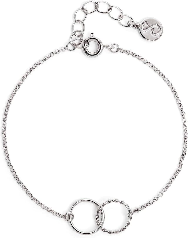 Detalle de SINGULARU Pulsera Circles Twist latón baño de rodio 19 cm 💍