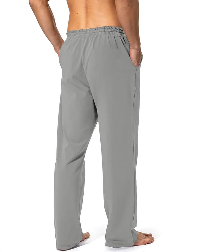 Detalle de HMIYA Jogginghose für Herren aus Baumwolle mit Taschen und Kordelzug – Sport- und Freizeithose mit weitem Bein