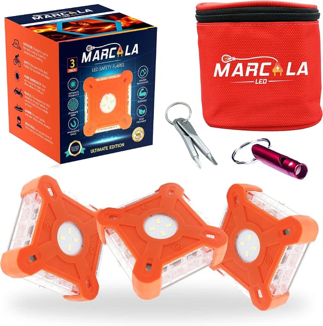 Detalle de MARCALA Emergency LED Road Flares 3-Pack