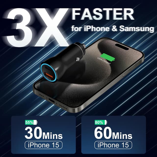 Detalle de iPhone 17 Car Charger 43W Fast Charging