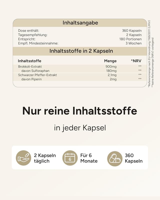 Thumbnail 4 de 90 mg Sulforaphan Kapseln 360 St. aus Brokkoli-Extrakt 💊