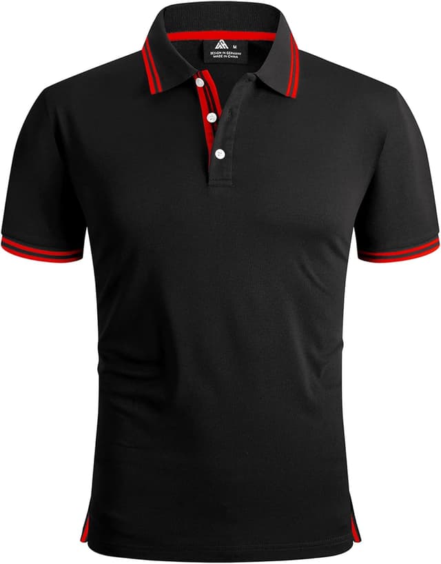 Detalle de geeksport Polo homme manches courtes à séchage rapide (90% polyester, 10% élasthanne)