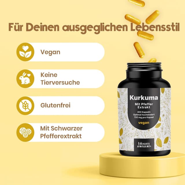 Detalle 2 de Kurkuma Kapseln mit 700 mg Curcumin