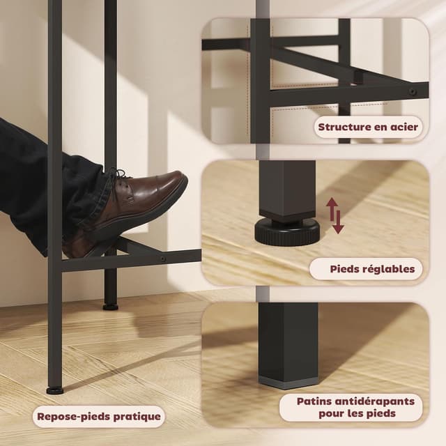 Thumbnail 4 de HOMCOM Table de Bar 2 tabourets Gris