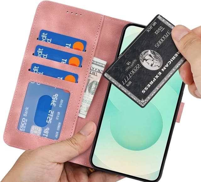 Detalle 2 de Zouzt Hülle für Samsung Galaxy S25 Plus – stoßfeste PU-Leder Flip Wallet mit Kartenhalter und Standfunktion