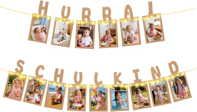 Thumbnail 6 de Happy Birthday Deko Seutgjie Fotogirlande mit LED-Lichterkette und 15 Glitzerkarten für Fotos