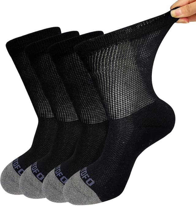 Detalle de ZFSOCK Chaussettes diabétiques sans élastique, sans couture et à semelle rembourrée (4 paires, mi-mollet)