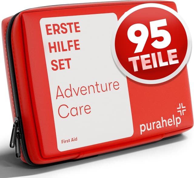 Detalle de Erste Hilfe Set Outdoor „PURAHELP“ – kompakt, leicht und mit 95 Teilen für Wandern, Camping & Fahrrad