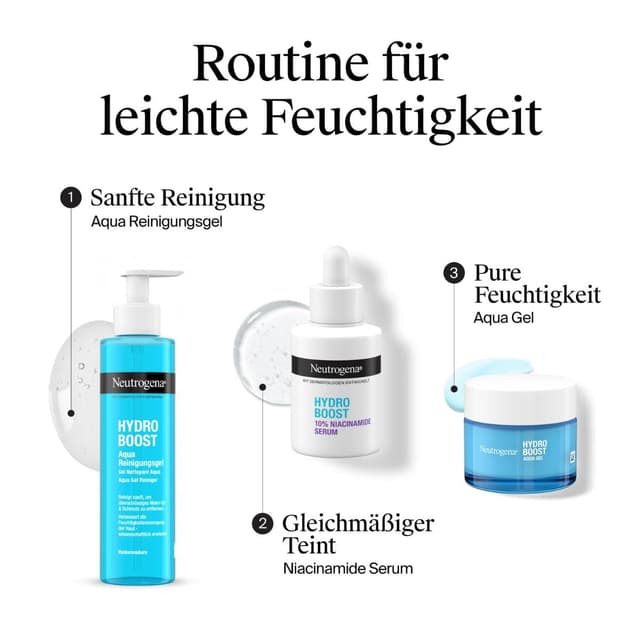 Detalle de Neutrogena Hydro Boost Aqua Reinigungsgel Sparset (3 x 200 ml) mit Hyaluronsäure & Glycerin