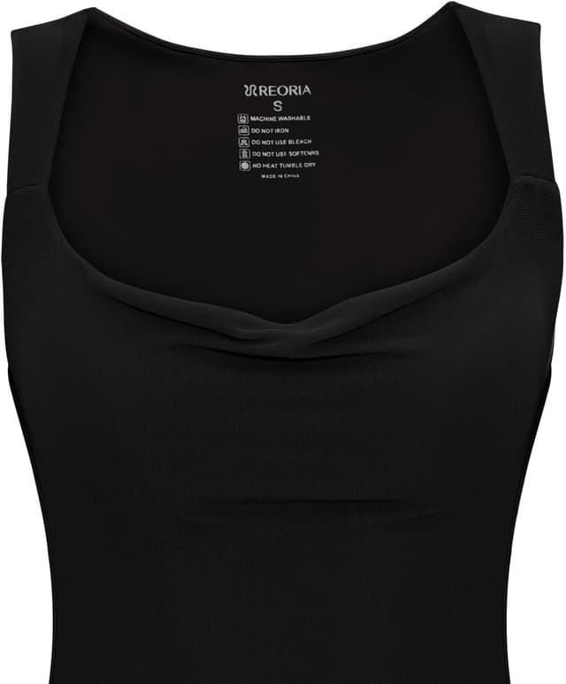 Detalle 2 de REORIA Women’s Summer Cowl Neck Mesh Sleeveless Tank Dress (Double Lined)