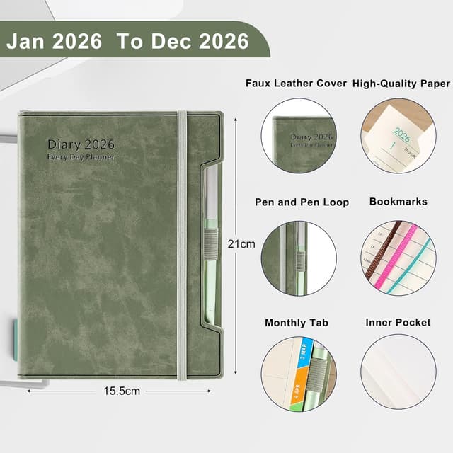Detalle de A5 Academic Diary 2026 Daily Planner