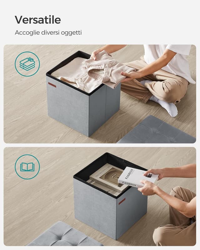 Detalle 2 de SONGMICS LSF227G02 pouf cassapanca 38 x 38