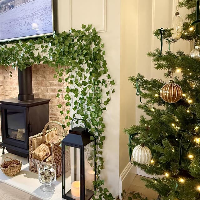 Detalle 2 de CQURE Artificial Ivy Garland (5 pcs) – UV-resistant fake ivy vines for home, wedding and garden décor