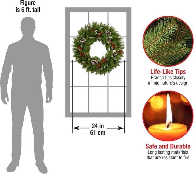 Thumbnail 2 de National Tree Company 24 in Frosted Berry Wreath 🎄