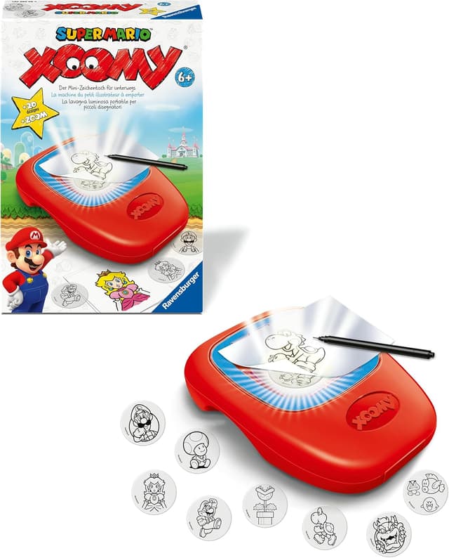 Detalle 2 de Ravensburger Xoomy Midi Super Mario Zeichenkoffer (ab 6 Jahren) – LED-Zoomlampe & 20 Motive