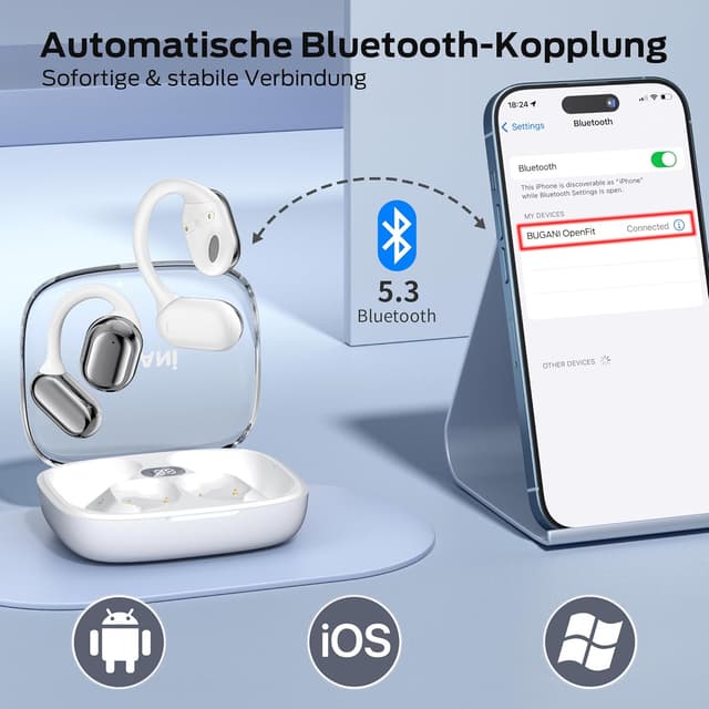 Thumbnail 5 de BUGANI Open Ear Kopfhörer Kabellos 30h