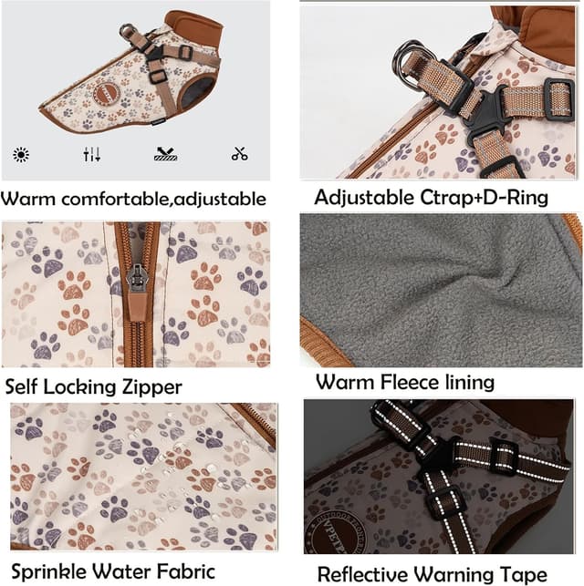 Thumbnail 4 de BT Bear Dog Winter Coat With Harness (Blue, Medium) – Waterproof adjustable winter jacket for small to medium dogs