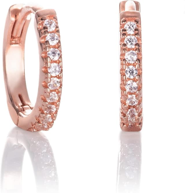 Detalle de Namana Mini Créoles Huggies en argent sterling 925 avec zircons bleus