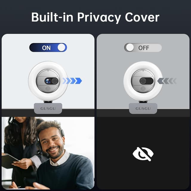 Thumbnail 3 de GUSGU G910 2K Quad HD Webcam with Mic and Light