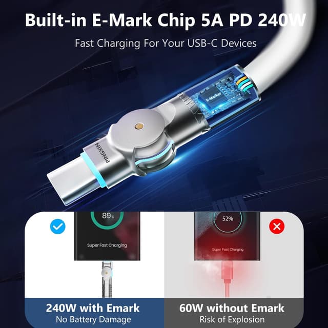 Detalle de USB C to USB C 10ft 240W Cable Pack โ 2-Pack ๐