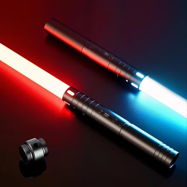 Detalle de CSNDICE kids RGB duelling lightsaber with 15 colours, 4 FX sounds and USB-C recharge