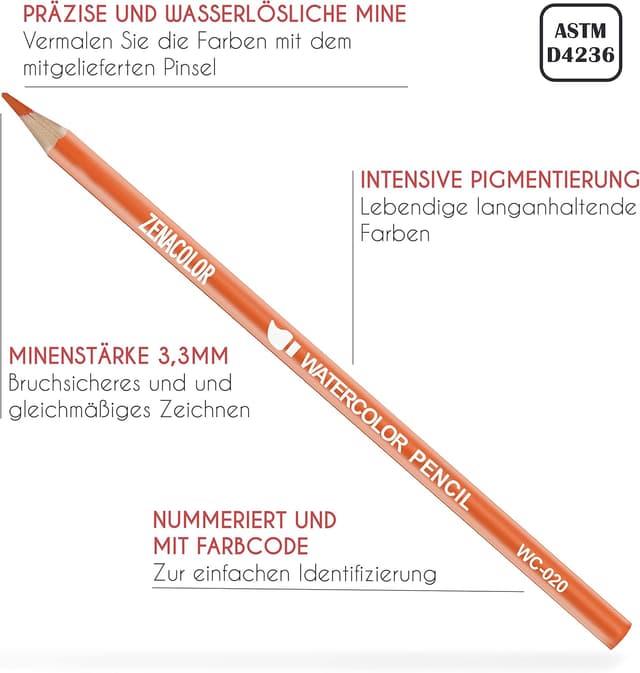 Detalle de Zenacolor Aquarellstifte Set 72 für Wassertechnik