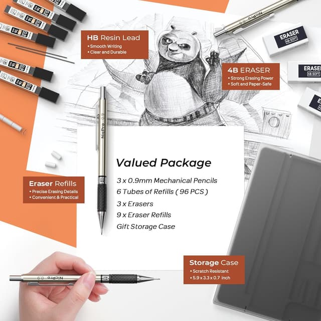 Detalle 2 de Nicpro Metall Druckbleistift Set 0,9 mm ✏