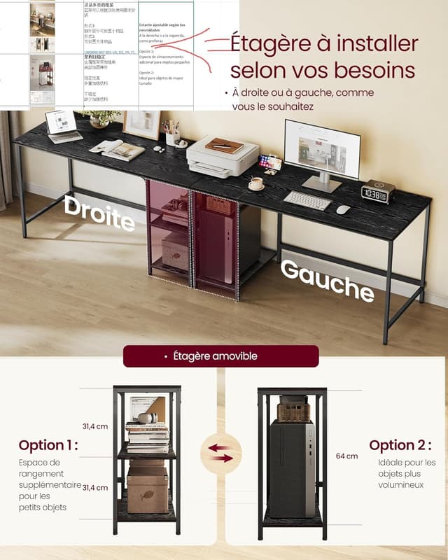 Detalle 1 de Bureau VASAGLE LWD055B02, 140 x 60 cm