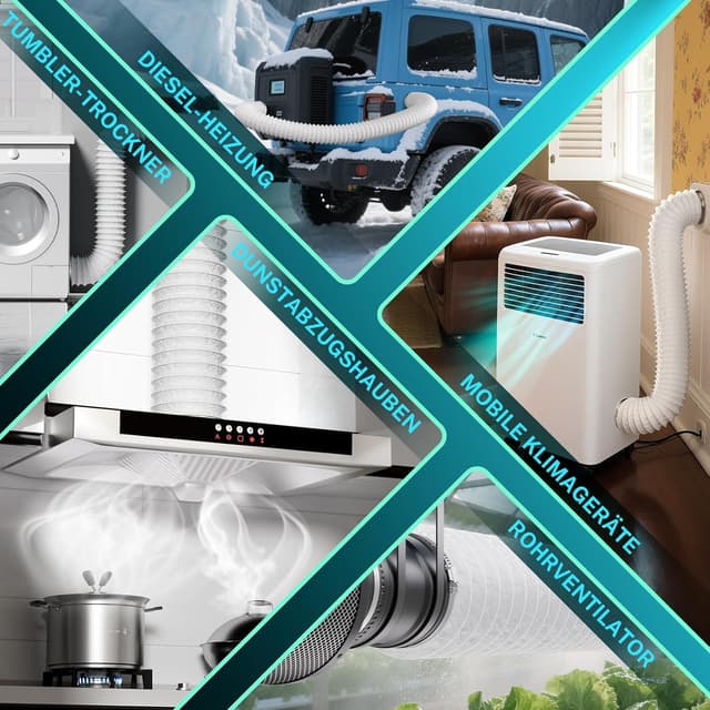 Thumbnail 6 de HG Power 150 mm Abluftschlauch (5 m) flexibler PVC-Alurohr Lüftungskanal mit Schall-Umwicklung, weiß